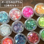 12色セット！1個当たり59円！クラッシュフィルム・キラキラオーロラカラーホログラム・ケース入りたっぷり！/型番13