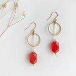 simple natural  stone *red * ピアス／イヤリング