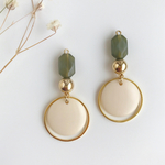 green × ivory natural stone modernピアス／イヤリング
