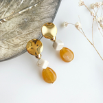 orange × square natural stoneピアス／イヤリング