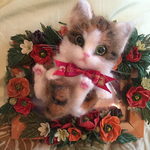 羊毛フェルト猫のブローチ上下セット