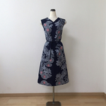 【SALE】ダリアの花 Vネック注染浴衣のノースリーブワンピース★着物リメイク