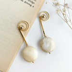marble ivory × vintage gold bigピアス／イヤリング