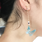 蝶のイヤリング　クリアブルー2