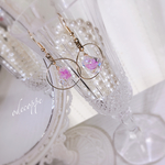ゆらゆら揺れる ドライフラワーの鉱石ピアス   スターチス×ピンク