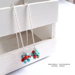 ◆TURQUOISE & CORAL◆silver製アメリカンピアス（レッド）