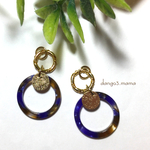 300円☆べっ甲リング(ブルー)☆ツイストリングのピアス/イヤリング