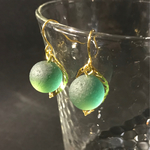 シーグラス  シー玉&リーフのピアス  No.14