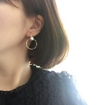 【2way】ゴールドフープとコットンパールイヤリング〔8mmパール〕