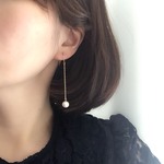 〔長さ選ぶ〕チェーンとコットンパールピアス/イヤリング〔8mmパール〕