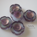 pale blue*copper * flower テーブルカット チェコビーズ 5個