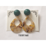 【送料無料】ブルーグリーン×雫 イヤリング/ピアス