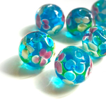 6粒◆とんぼ玉ガラスビーズ(ブルー)◆12㎜ラウンド
