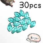 【数量限定】(30個)リーフ型チェコビーズ（ライトエメラルド）