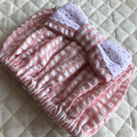 再入荷♡ペールピンクギンガムチェック♡レースおりぼんスヌード