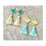ターコイズ×ホワイト＊モロッカン×タッセル＊ピアス・イヤリング