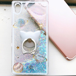suzuk〇〇様専用♥ *揺れるハート* 宇宙/猫 スマホケース Xperia Z5(SO-01H) ウォーターケース 流砂 ケース