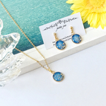 小さな海【ブルー】ピアス&ネックレスセット