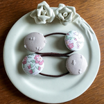 【再販】リバティ☆ Butterfly Garden Dot プチくるみボタンヘアゴム ローズパピヨン
