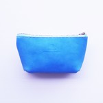 【試作品価格】✻　虹色ファスナー　✻　青空ブルーのヌメ革　✻　ポーチ　✻　～ＲＯＵＴＥ83～　