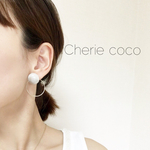 ［NEW］グレーマーブルアンドリングピアス