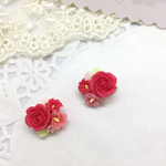 小さな ブーケ  薔薇 二個セット 手作り 材料 樹脂粘土  パーツ  ミニ  クレイフラワー 2