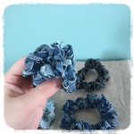 デニムヤーンのシュシュ(ブリーチ)