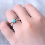 【特集掲載】優しい水色アマゾナイトのクロスリング＊シルバー＊アイスブルー＊サイズフリー＊指輪＊