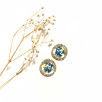 限定色♡ブルー/押し花レジンの大ぶりピアス