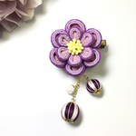  《パープル》ぷっくりお花のクリップ★つまみ細工