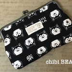 和柄 柴犬のがま口通帳ポーチ♪(黒)