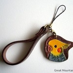 オカメインコ ストラップ レザー 革 インコグッズ インコ 鳥グッズ スマホ