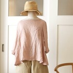 フレンチリネン７分袖フレアプルオーバー(pink)