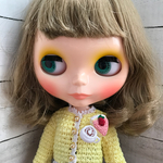 ブライス、リカちゃんサイズカーディガン(レモンイエロー)