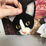 羊毛フェルト 猫 ハチワレ ストラップ