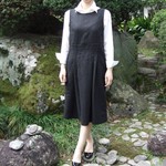 ●SALE● リネン　タックドレス　ブラック