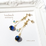再×4＊綺麗なブルーのホタルガラス×スワロピアス