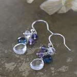 #551★クリスタルとロンドンブルートパーズのセミロングピアスSilver925