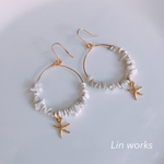  夏 さざれ石のシンプルフープピアス