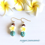  ∴Plumeria&ウッドビーズ∵ピアス【780】