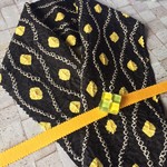 半襟&帯留め付き帯締め　総絞り 　黒・イエロー　440