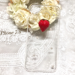 再販‼︎ シンプル一粒いちごとパールのiPhone7/8ケース