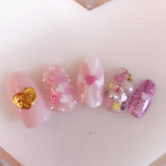 ネイルチップ ジェルネイル ゆめかわネイル ゆめかわいい ピンク ハート