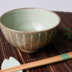 【snoopy-koyuk様ご予約品】お茶碗（グリーン）縦ライン 　