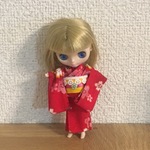プチブライス 浴衣 桜 赤