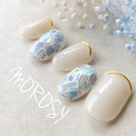MOROSY56☆モザイク タイル ステンドグラス 夏 ブルー ネイル