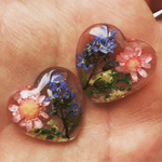 押し花レジン ハート   イヤリングorピアス