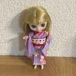 プチブライスサイズ 浴衣 桜紫