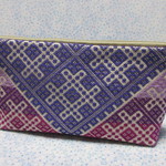 buchiko333様専用　津軽こぎんの合皮底付ファスナーポーチ　紫系