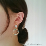 ＊再再…販＊ orange × blue 花びら サークル イヤリング/ピアス